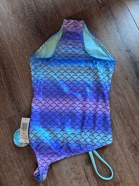 Girls' Mermaid Scale Racerback One-Piece Swimsuit - Blue & Purple Ombre
